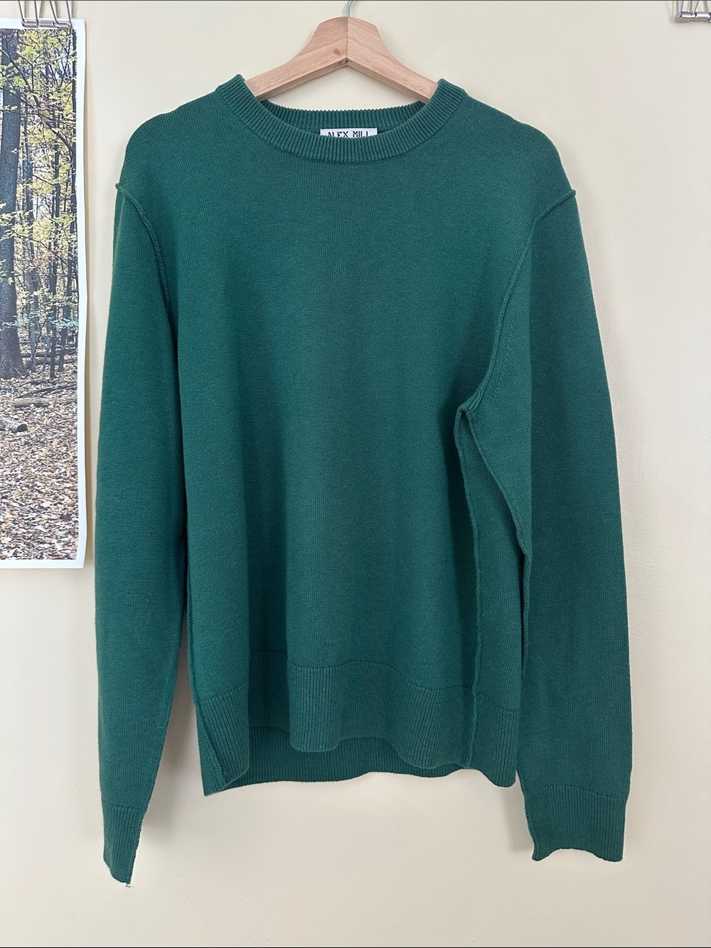 Alex Mill Men’s Reverse Seam Crew Sweater in Wool Cotton (Evergreen)